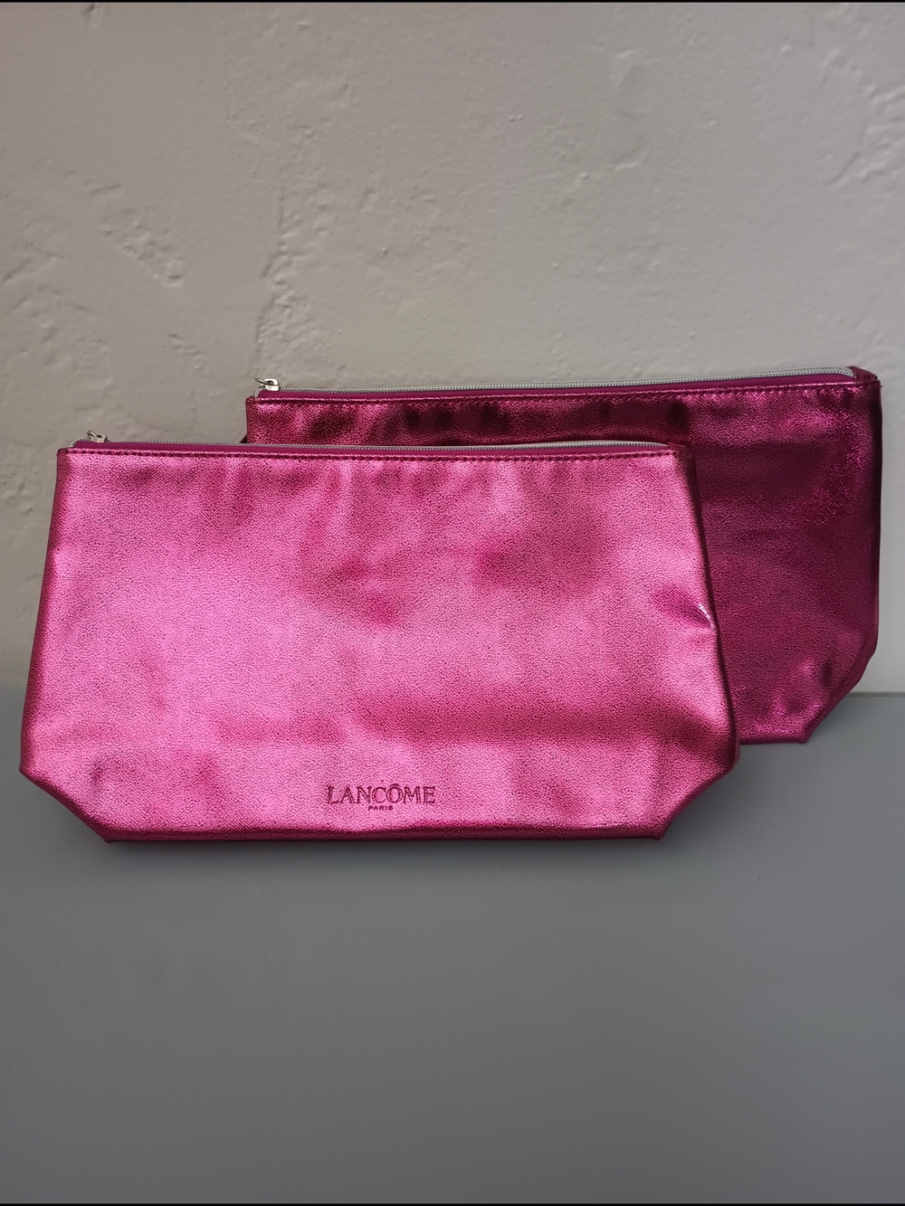Lancome Metallic Pink Makeup Bags (2)
